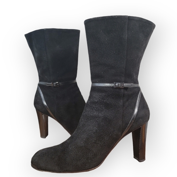 GIORGIO ARMANI black suede heel boots booties 38.5 - Picture 17 of 17